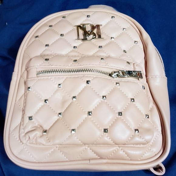 Badgley Mischka Pink Quilted Backpack with Silver Details - Picture 1 of 3